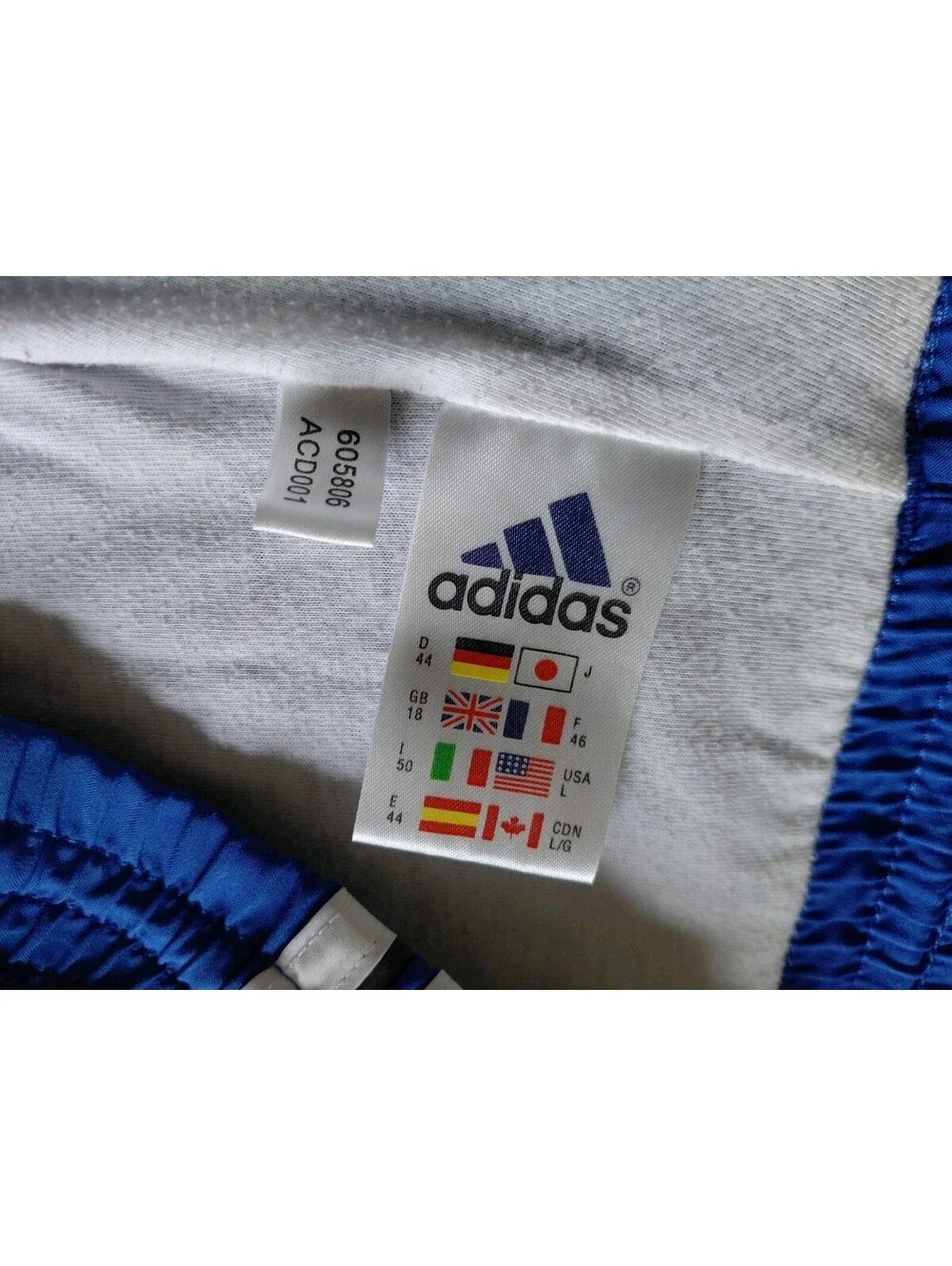 Vintage Adidas Lined Track Pants Mens Large Blue 3 Stripe Pockets Zip Hem